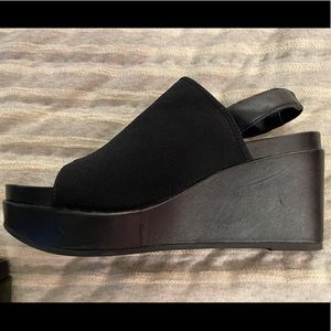 Eileen Fisher black wedge sandals, excellent condition, 6.5